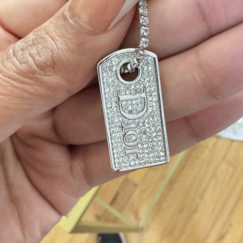 Christian Dior Crystal Dog tag Necklace - Picture 3 of 10